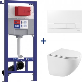 Сет: Инсталляция LEMARK PENEDA EXPERT + кнопка смыва BIT белый глянец + унитаз GLAZER белый глянец Сет: Инсталляция LEMARK PENEDA EXPERT + кнопка смыва BIT белый глянец + унитаз GLAZER белый глянец