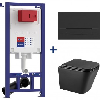 Сет: Инсталляция LEMARK PENEDA + кнопка смыва BIT чёрный матовый + унитаз FLOREX чёрный матовый Сет: Инсталляция LEMARK PENEDA + кнопка смыва BIT чёрный матовый + унитаз FLOREX чёрный матовый