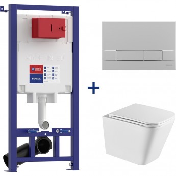 Сет: Инсталляция LEMARK PENEDA + кнопка смыва BIT хром матовый + унитаз FLOREX белый глянец Сет: Инсталляция LEMARK PENEDA + кнопка смыва BIT хром матовый + унитаз FLOREX белый глянец