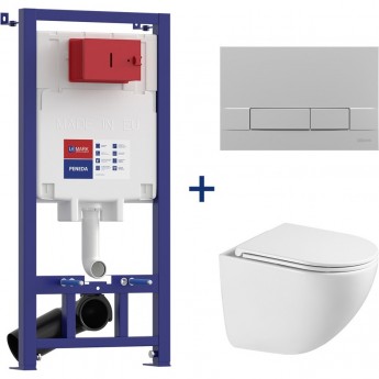 Сет: Инсталляция LEMARK PENEDA + кнопка смыва BIT хром матовый + унитаз GLAZER белый глянец Сет: Инсталляция LEMARK PENEDA + кнопка смыва BIT хром матовый + унитаз GLAZER белый глянец