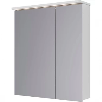 Шкаф зеркальный LEMARK ZENON 70х80 см 2-х дверный, с козырьком-подсветкой, с розеткой, белый глянец