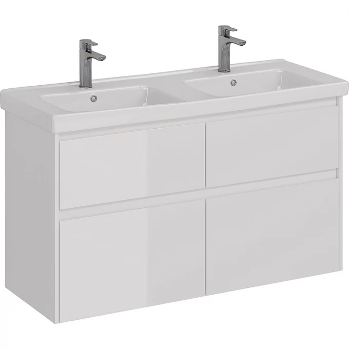 Тумба LEMARK COMBI 125 см под 2 раковины, подвесная/напольная, 4 ящика, белый глянец LM03C125T Тумба LEMARK COMBI 125 см под 2 раковины, подвесная/напольная, 4 ящика, белый глянец LM03C125T